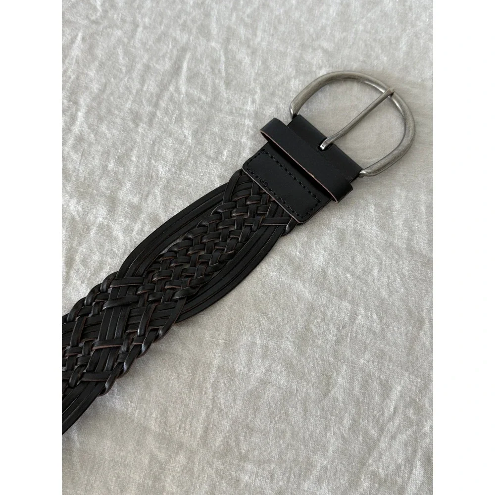 Braided Leather Belt XS Black Boho Western Wide Woven Accessory